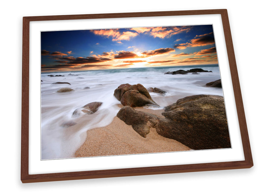 Cornwall Seascape Beach Sunset Framed