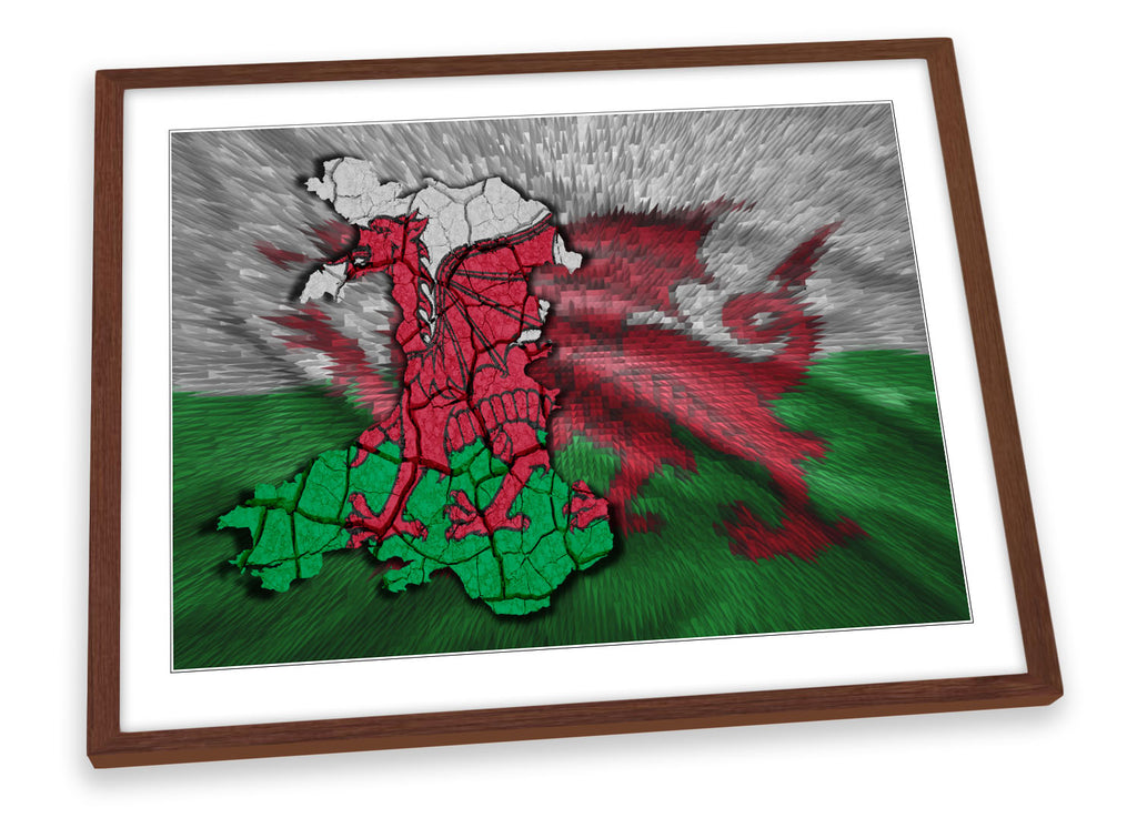 Map of Wales Welsh Flag Framed