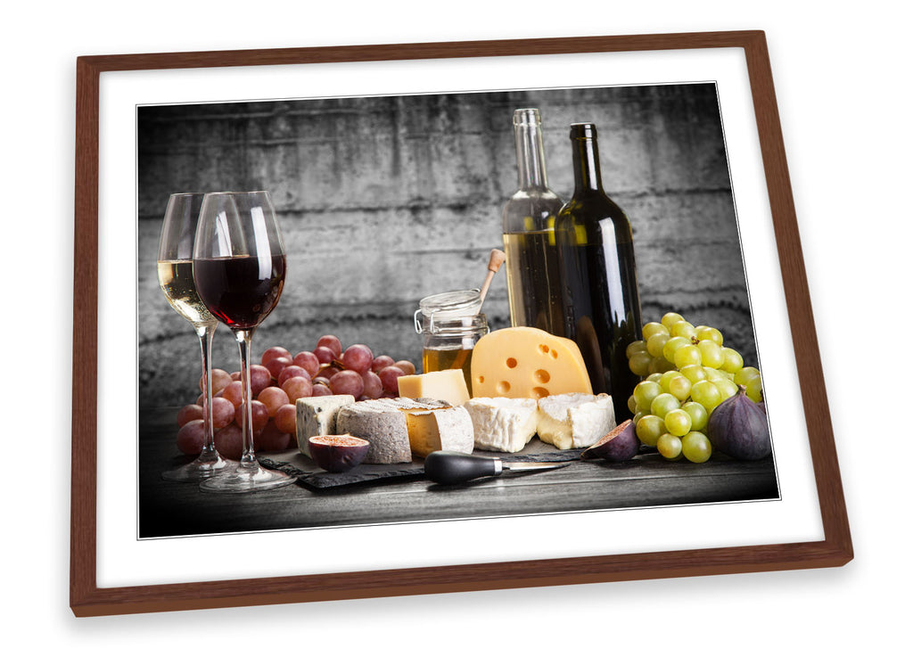 Wine Grapes Cheese Kitchen Framed