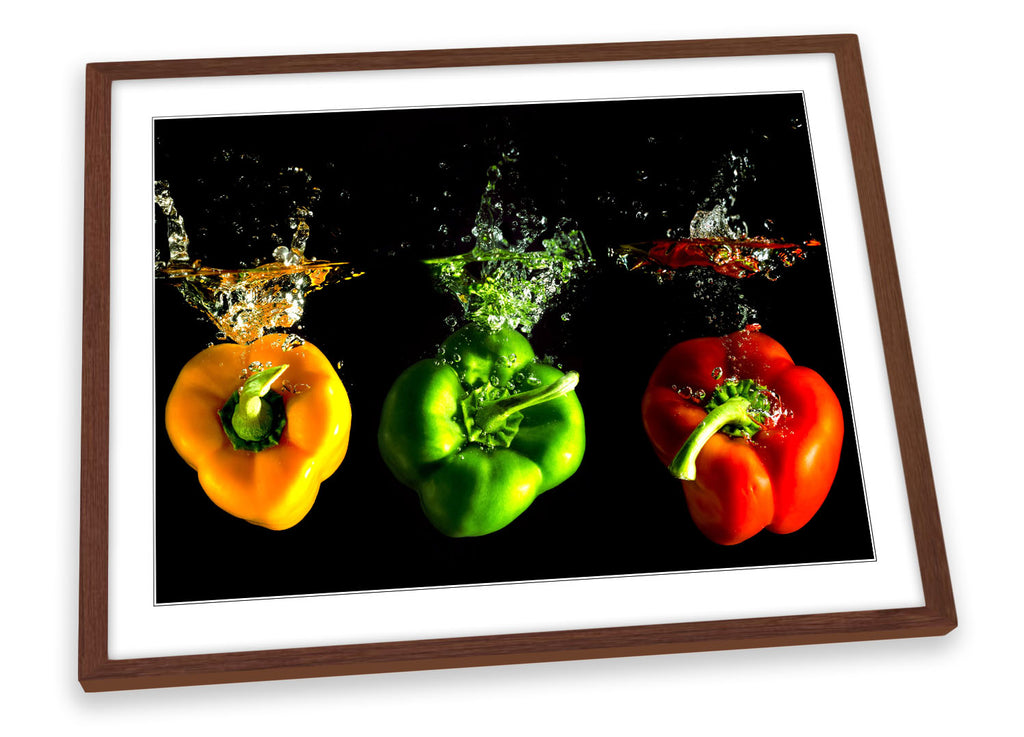 Coloured Peppers Kitchen Splash Framed