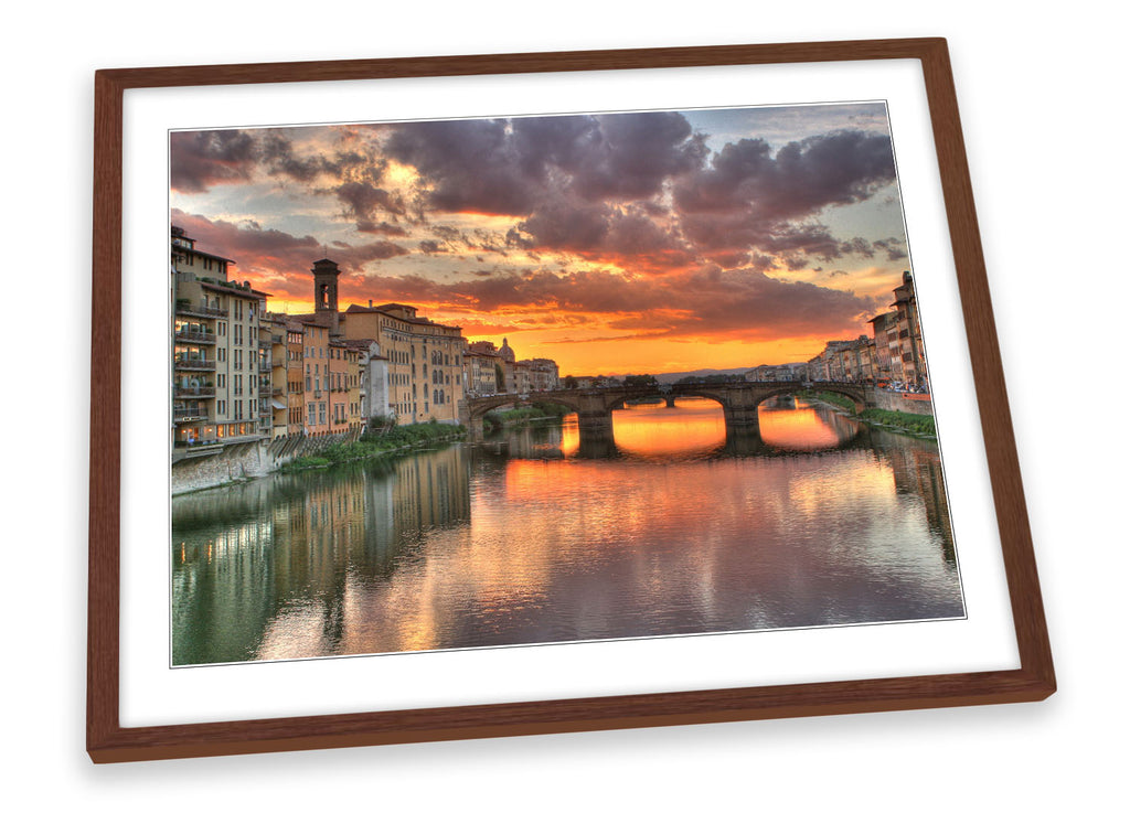 Florence Sunset Bridge Italy Framed