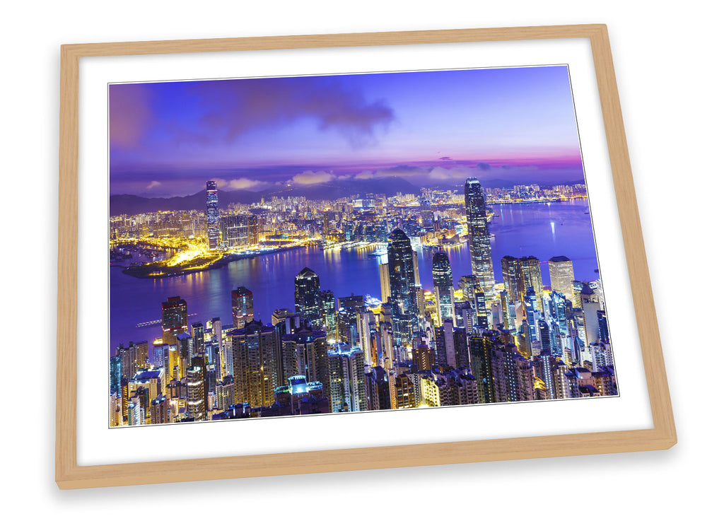 Hong Kong City Harbour Skyline Framed