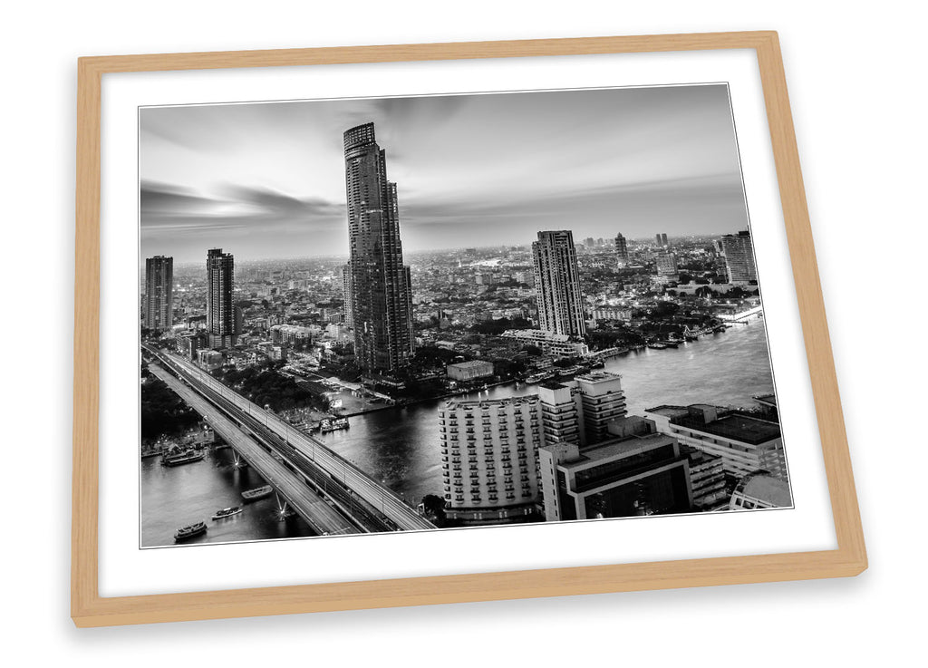 Bangkok City Skyscrapers Black & White Framed