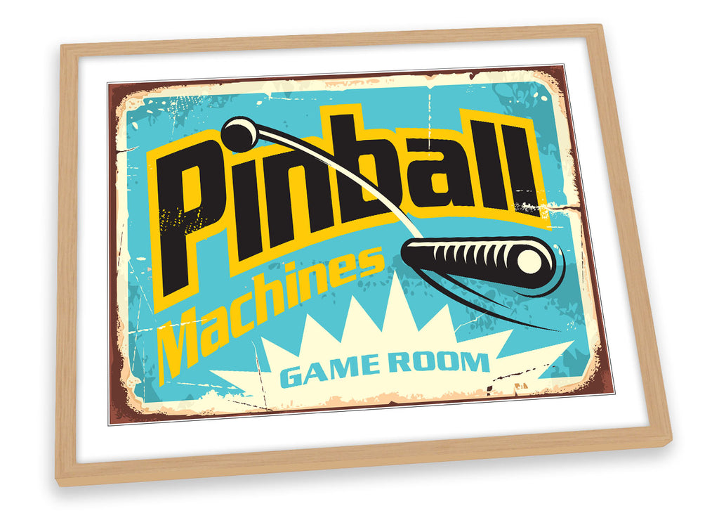 Pinball Games Room Blue Framed