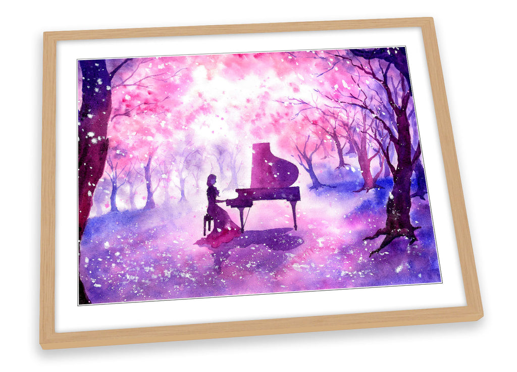 Piano Music Forest Pink Framed