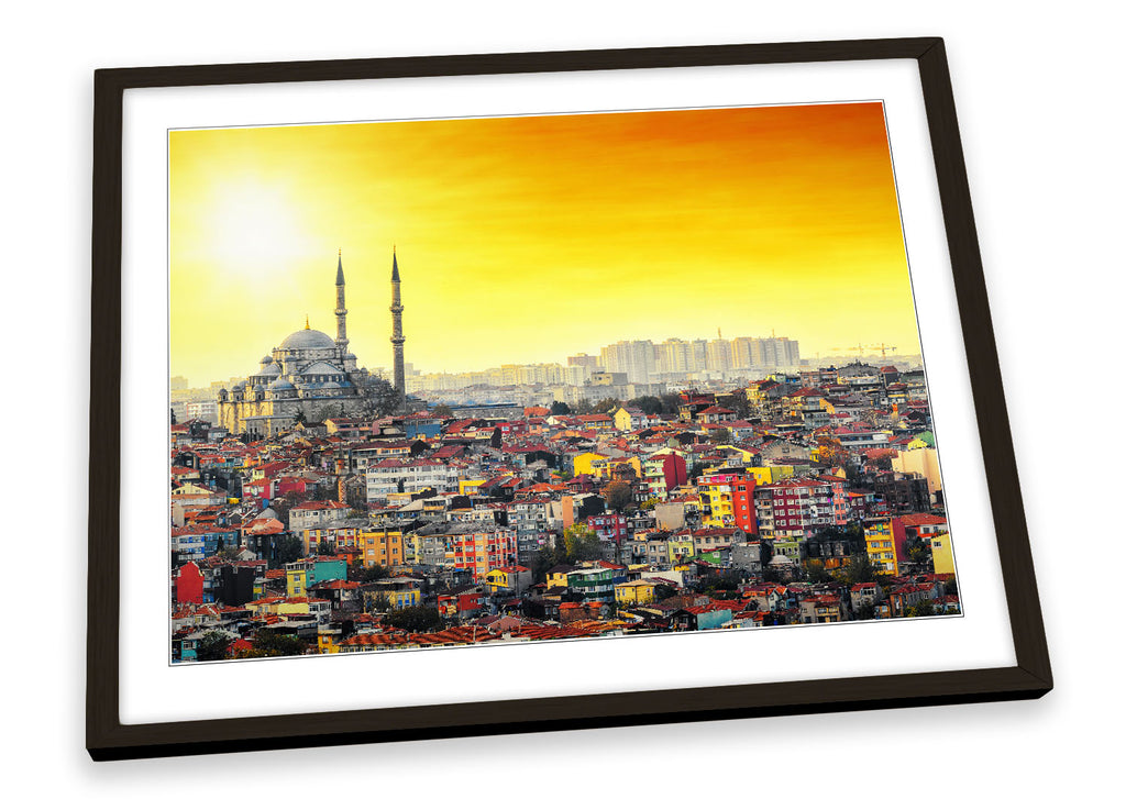 Istanbul Mosque Sunset Skyline Framed
