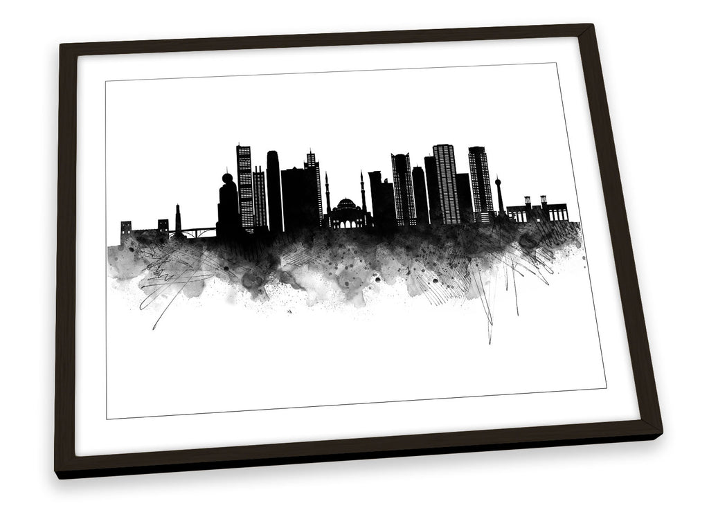 Sharjah Abstract City Skyline Black Framed