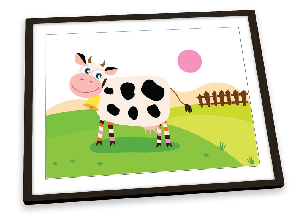 Cartoon Cow Kids Room Framed
