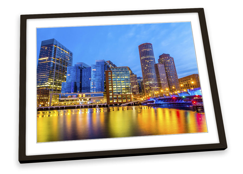 Boston Harbour Cityscape Framed