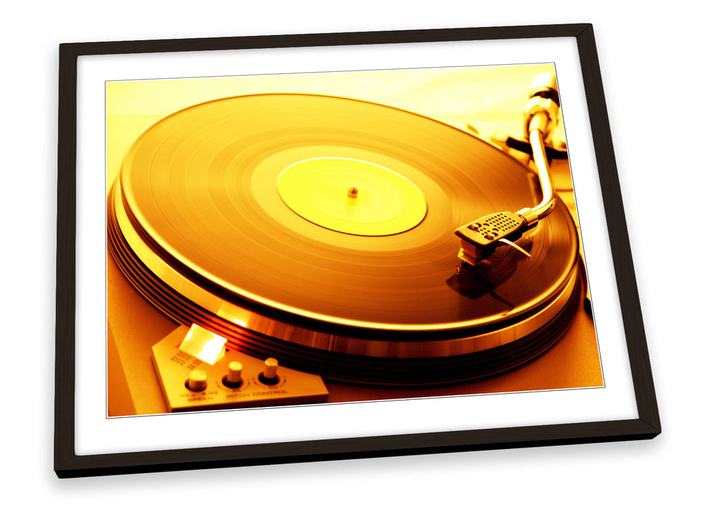 DJ Turntable Vinyl Orange Framed
