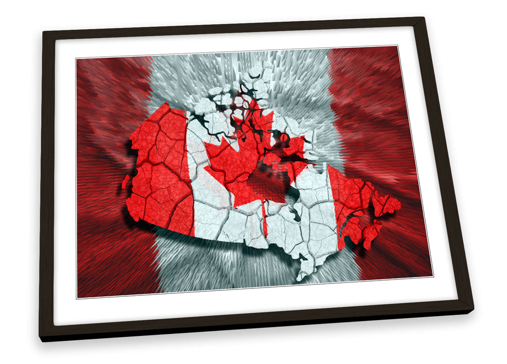 Map of Canada Flag Framed
