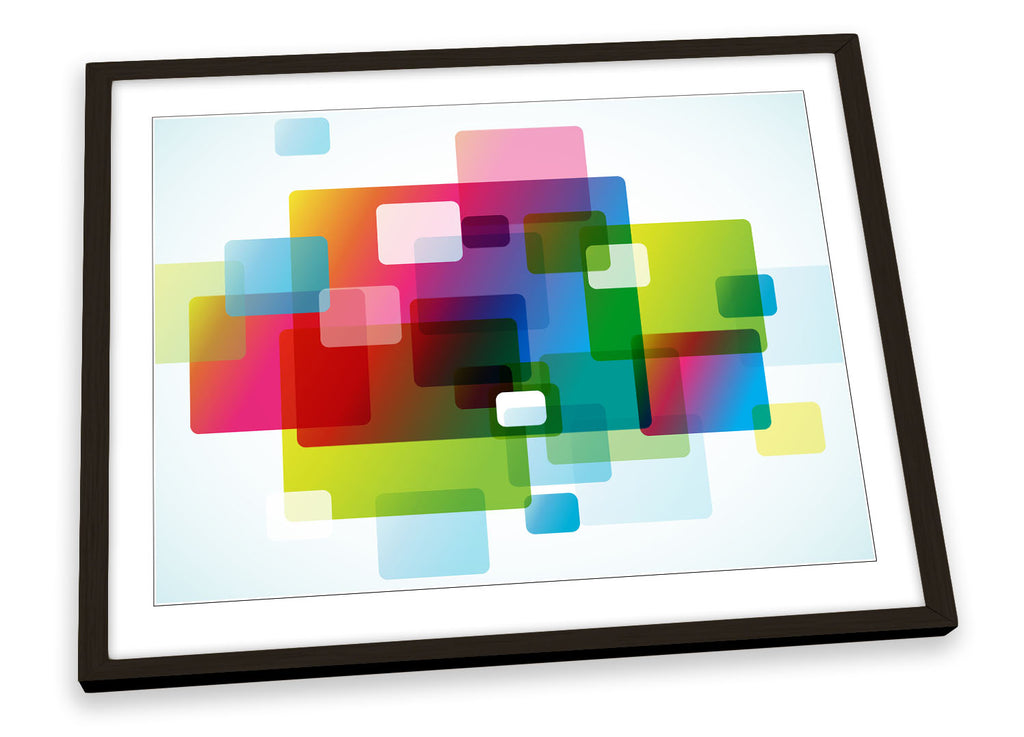 Abstract Funky Colour Blocks Framed