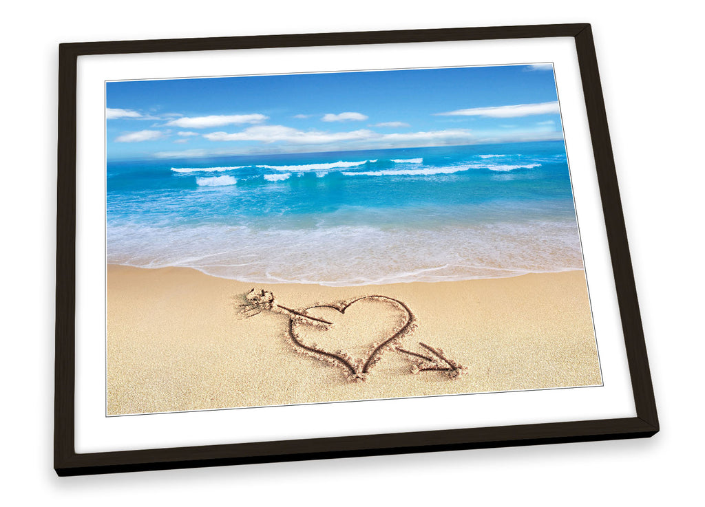 Beach Love Heart Sand Framed
