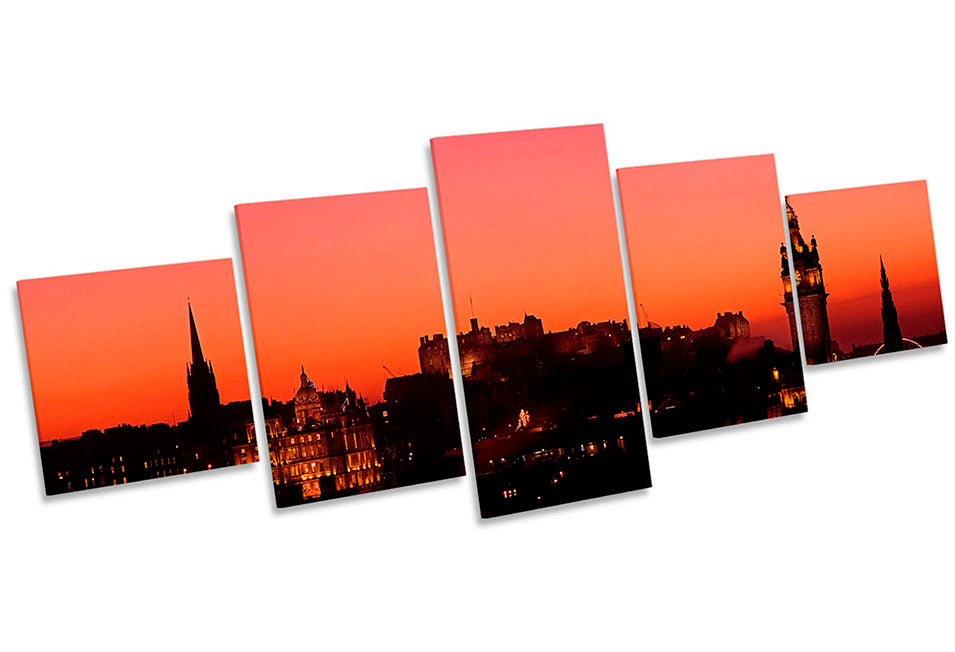 Edinburgh Skyline Red Sunset