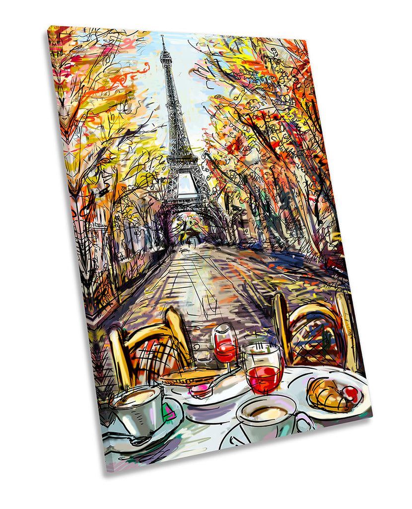 Eiffel Tower Paris Floral Café Multi-Coloured