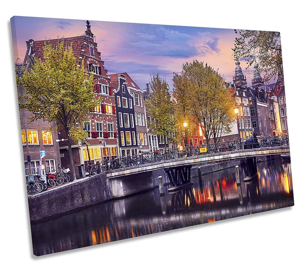 Amsterdam Cityscape Sunset Multi-Coloured
