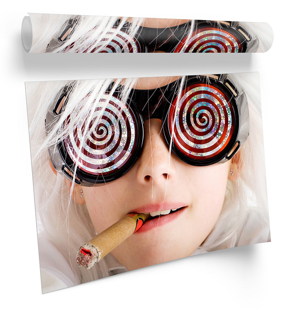 Fashion Girl Sunglasses Cigar Framed