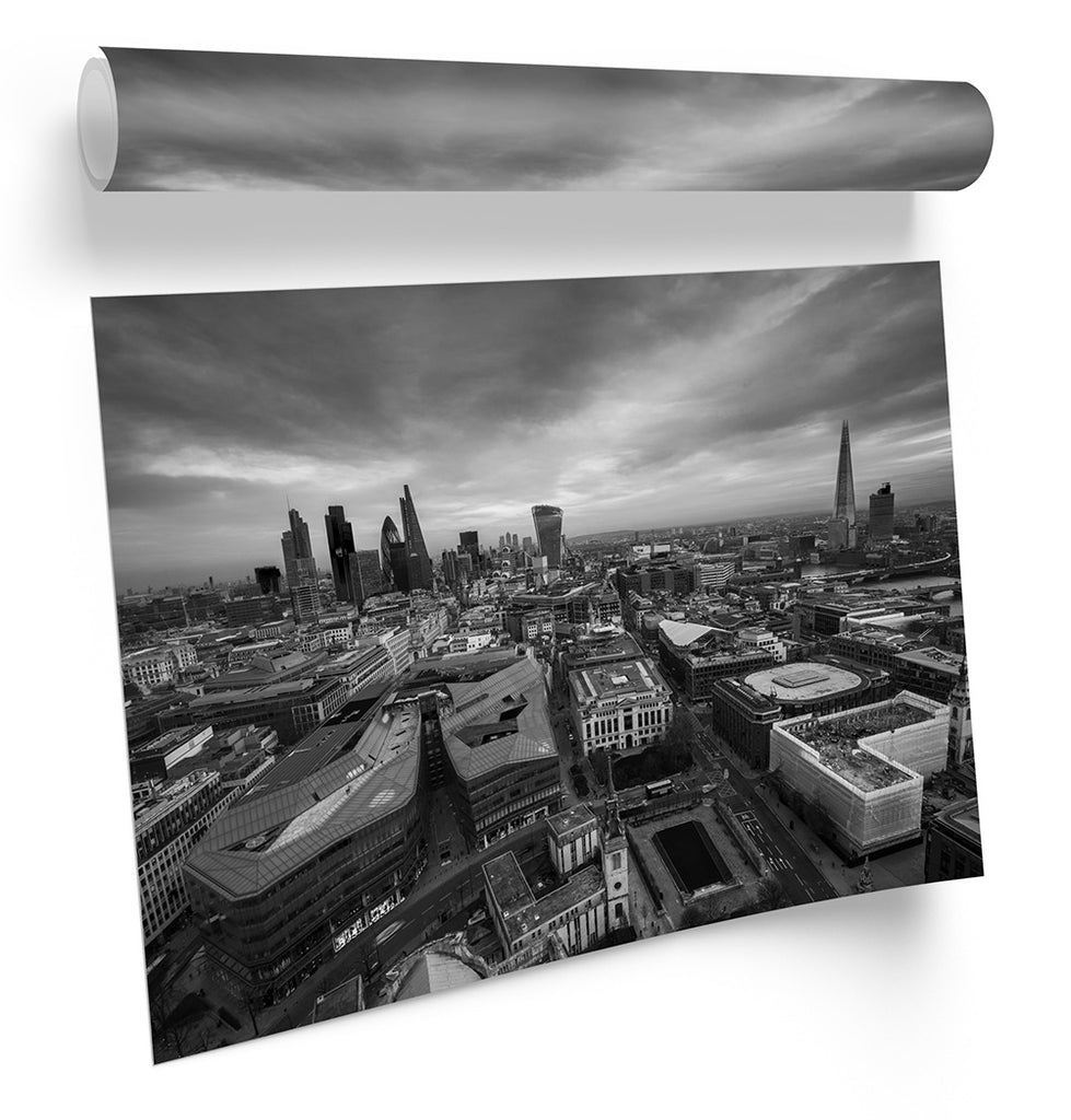 London Skyline City Black & White Framed