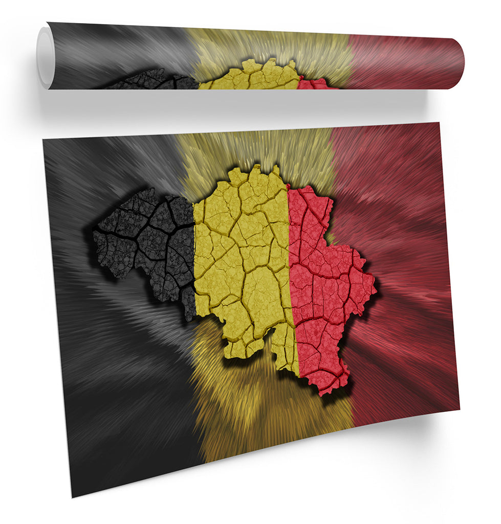 Map of Belgium Flag Framed