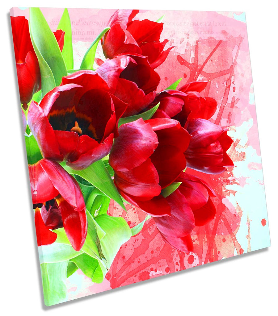 Grunge Tulips Flowers Red