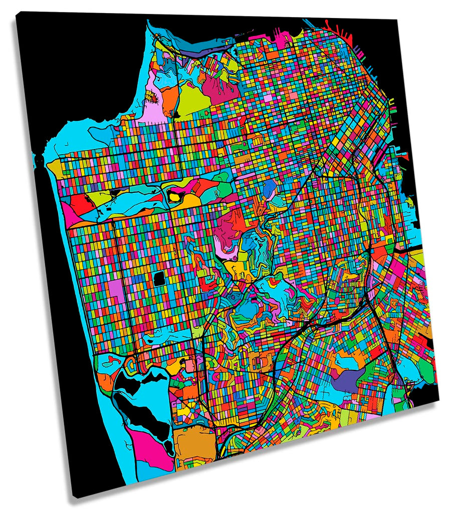 San Francisco City Modern Map Multi-Coloured