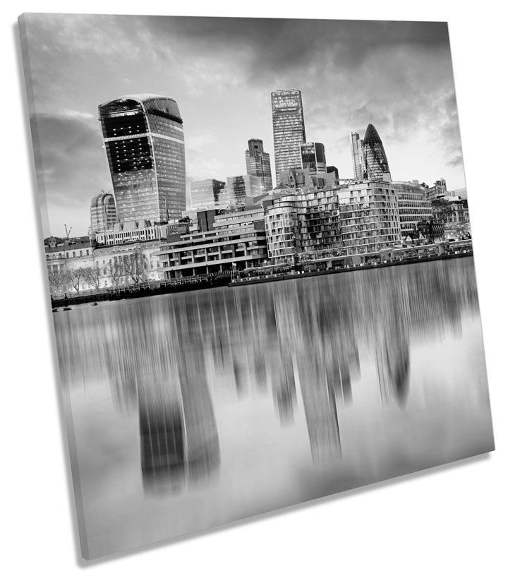 London Skyline Sunset City B&W