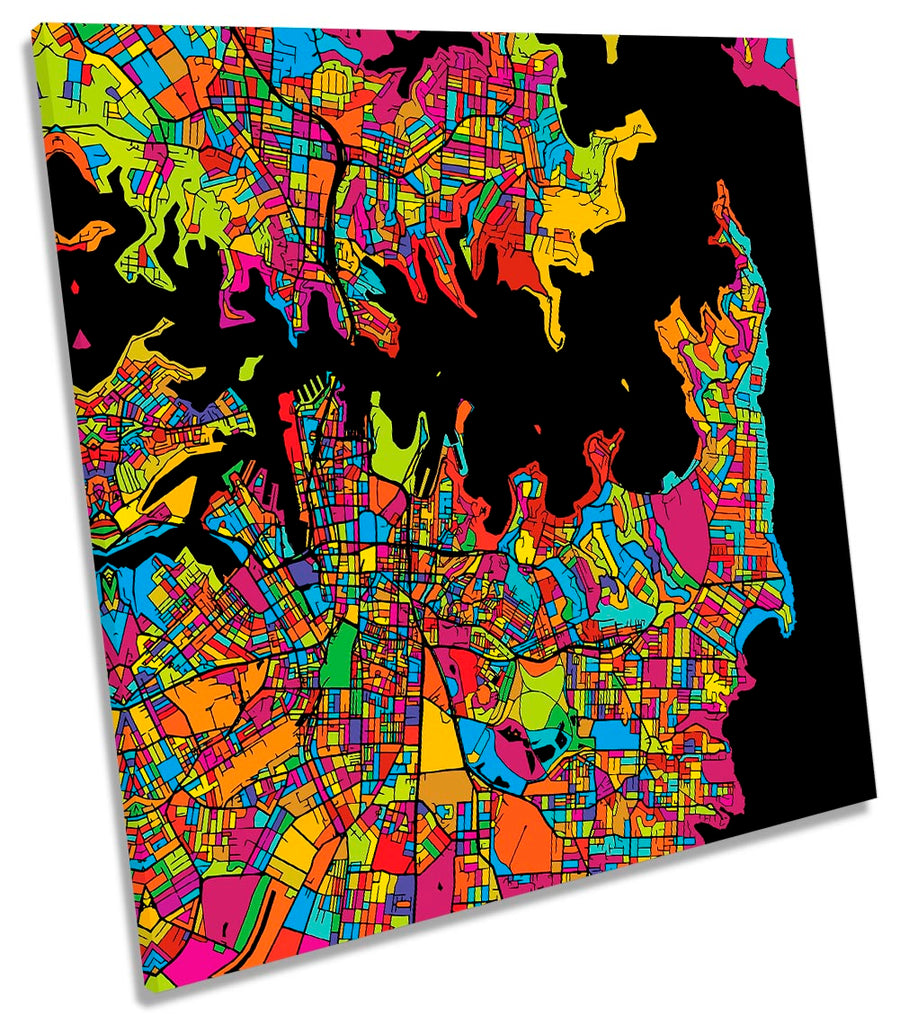 Sydney City Modern Map Multi-Coloured