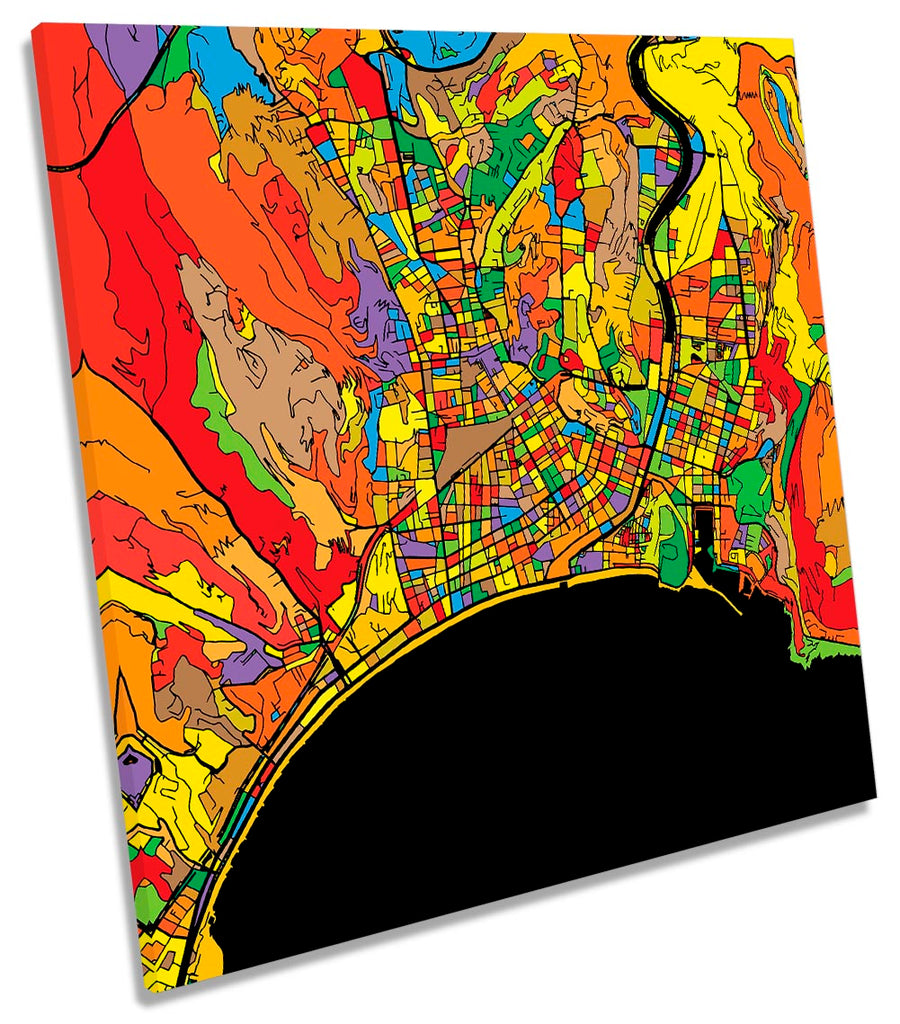 Nice France City Modern Map Multi-Coloured