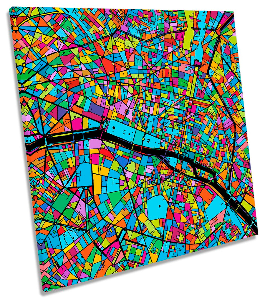 Paris City Modern Map Multi-Coloured