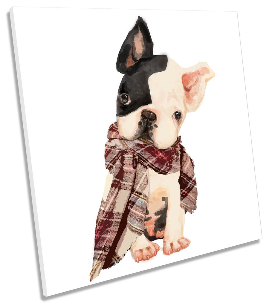 Cute Bulldog Scarf White