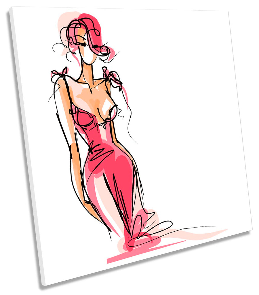 Fashion Model Dress Sketch Pink