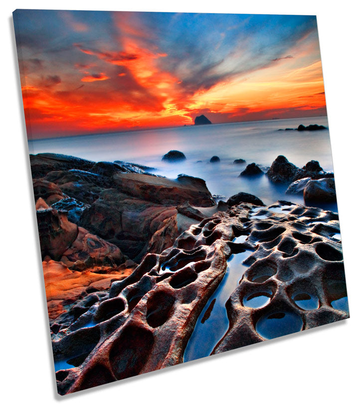 Sunset Seascape Rocky Beach