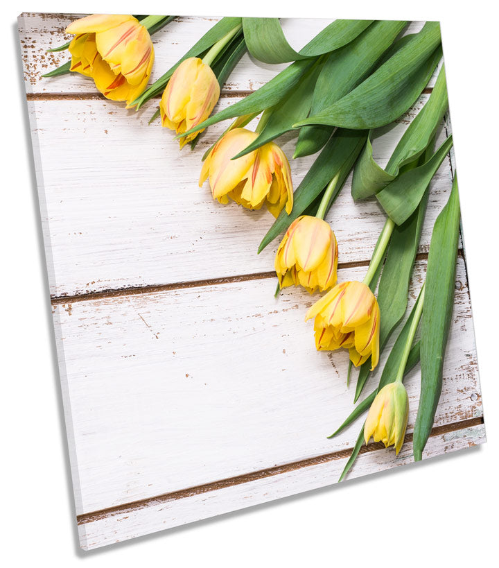 Tulip Flowers on Floorboards