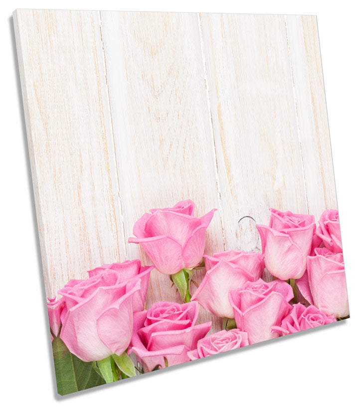 Pink Flowers Floorboards Floral