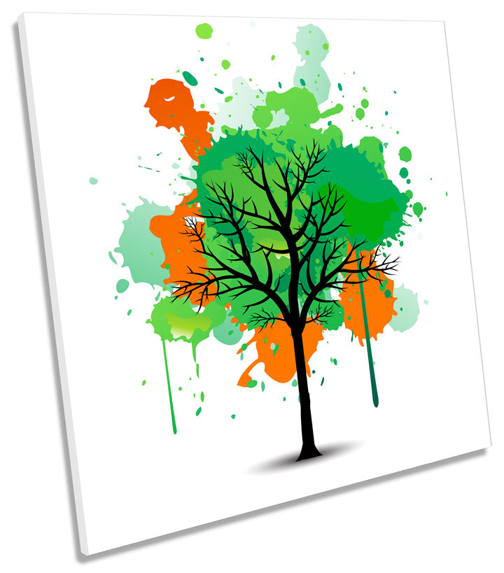 Green Tree Orange Autumn Abstract