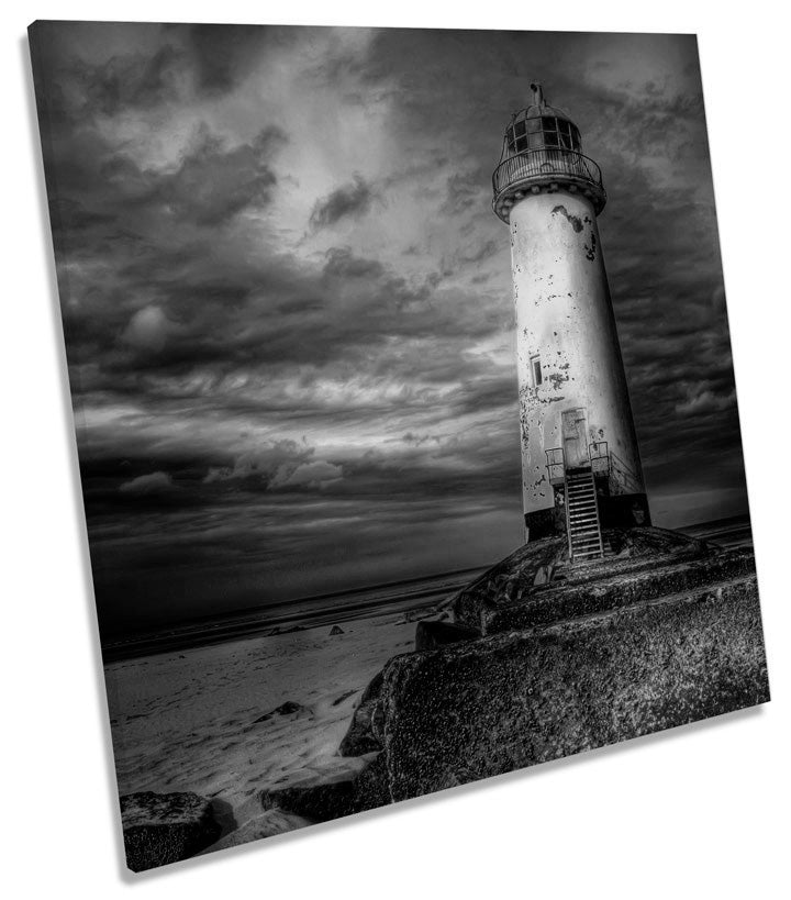 Lighthouse Talacre Beach North Wales B&W