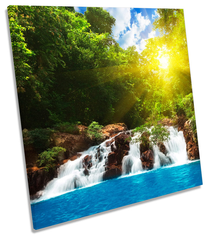 Tropical Forest Waterfall Sunset