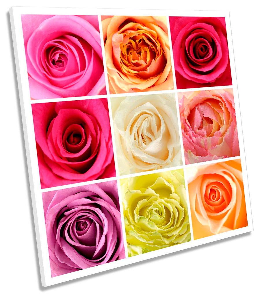 Rose Flower Floral Collage Multi-Coloured