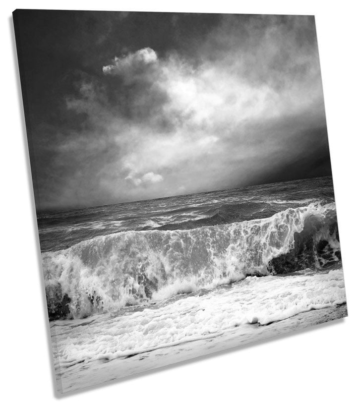 Stormy Beach Wave Seascape B&W