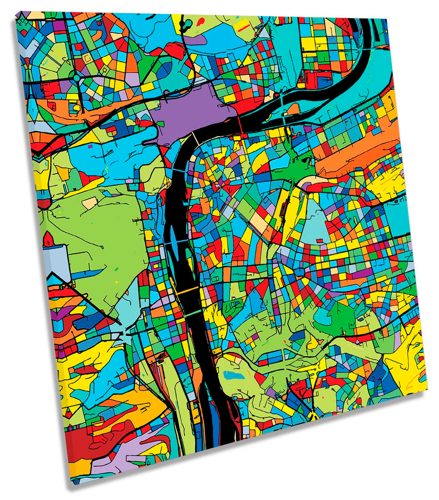 Prague City Modern Map Multi-Coloured