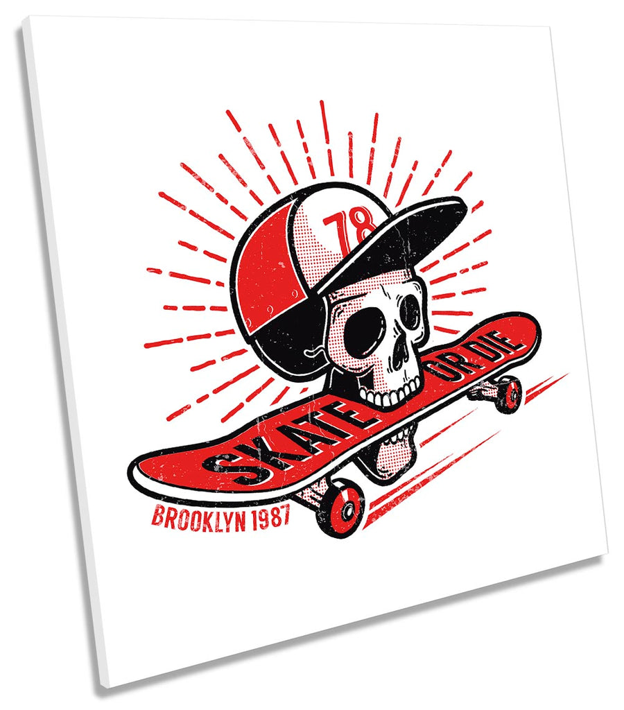 Skate or Die Skull Skater Red