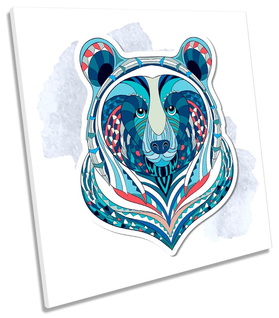 Bear Face Geometric Blue