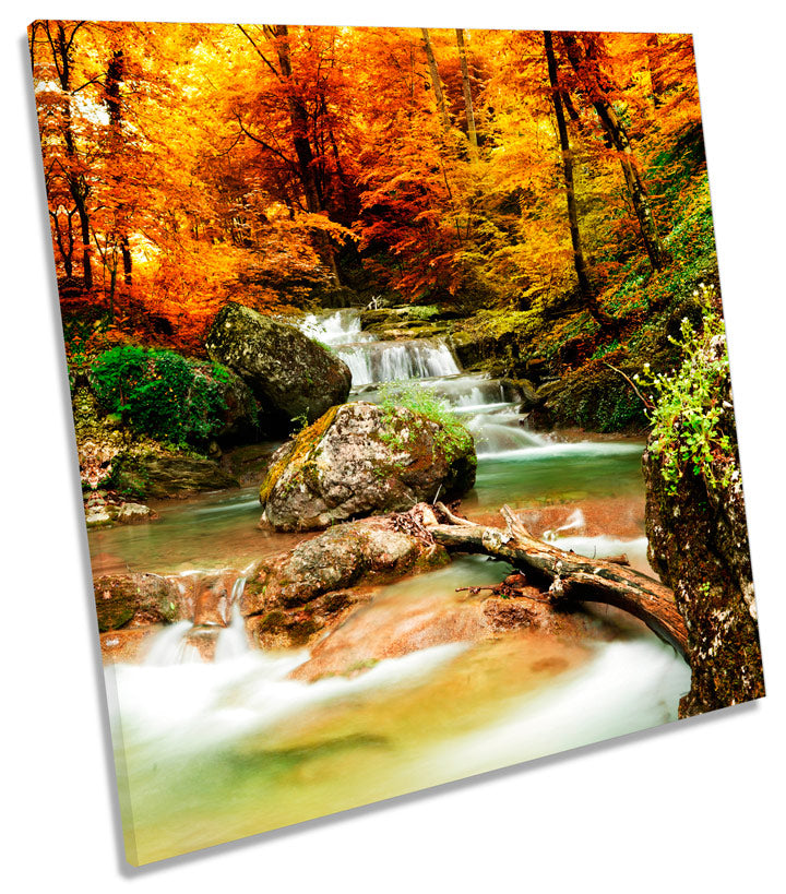 Autumn Forest Landscape River Waterfall