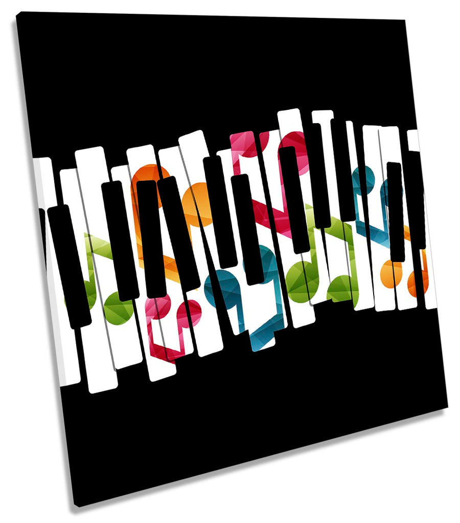 Music Notes Piano Keys Black