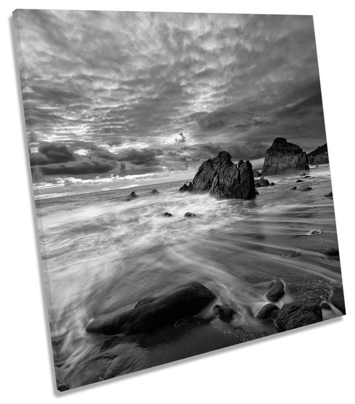 Seascape Beach Coast Sunset B&W