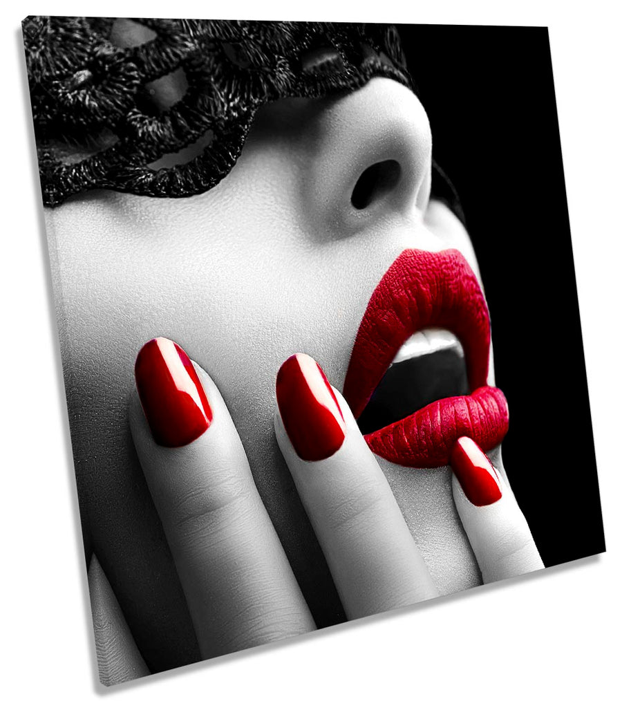 Red Lipstick Beauty Salon Black