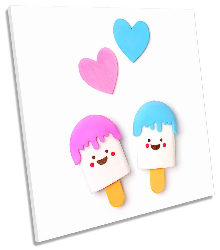 Ice Lolly Happy Hearts White