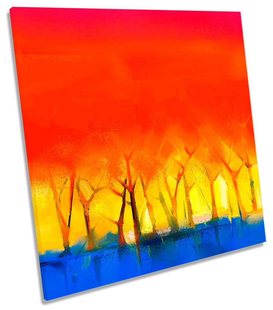 Abstract Sunset Trees Red