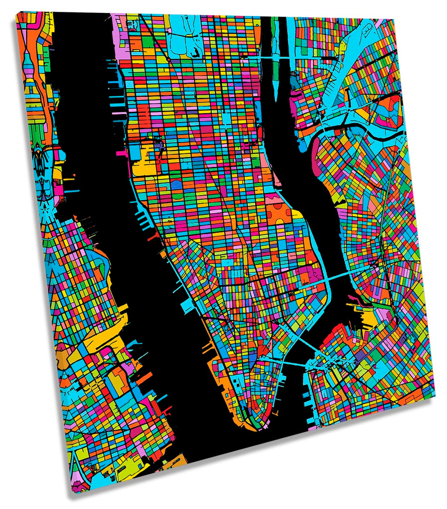 New York City Modern Map Multi-Coloured