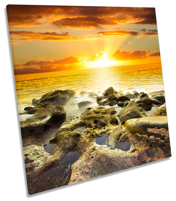 Rocky Sunset Beach Seascape